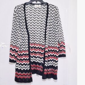 A Cato Women's Cardigan Sweater Plus Sized Chevron Beachy Boho Officecore 22/24
